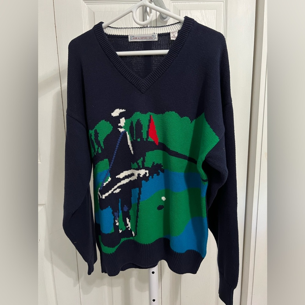 John Ashford Golf Men’s Vintage Sweater Size XL V Neck